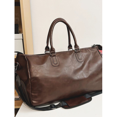 高級感手提大容量短途旅行包PU軟休閒運動健身包旅遊出差行李袋男