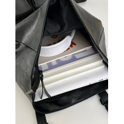 高級感PU皮雙肩包男新款潮牌大容量旅行後後背包休閒學生書包電腦包女