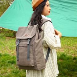 復古後後背包戶外工裝電腦男帆布雙肩包男士大學生書包女旅行包大容量