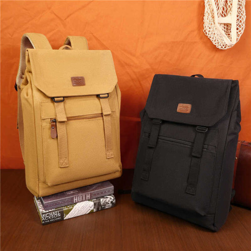 復古後後背包戶外工裝電腦男帆布雙肩包男士大學生書包女旅行包大容量