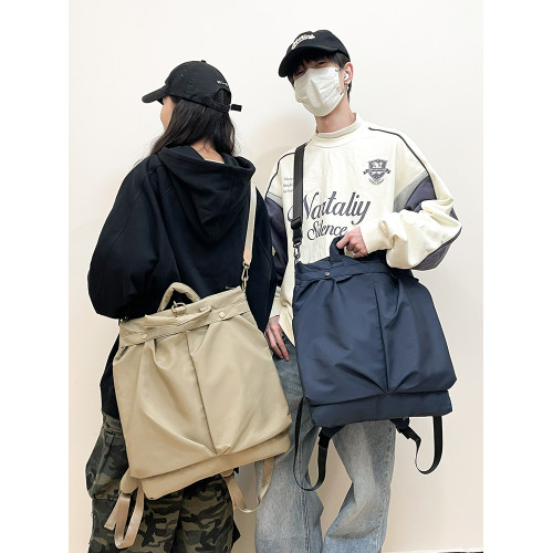 雙肩包男大容量旅行後後背包多功能純色斜後後背包運動百搭手提學生書包女