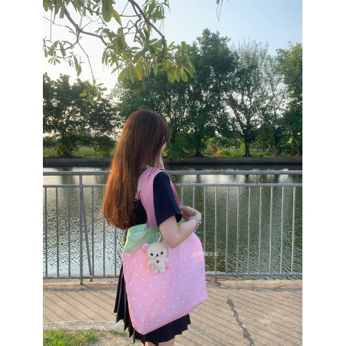 不想失業原創草莓單肩包可愛日系百搭通勤包包大容量慵懶風帆布包