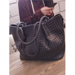 香港潮牌真皮大容量包包女2025新款春夏手提編織托特包大包單肩包