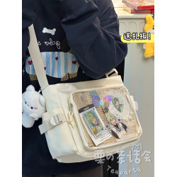 茶話會二次元可愛吧唧痛包包女 ins風休閒單肩包大容量學生斜後後背包