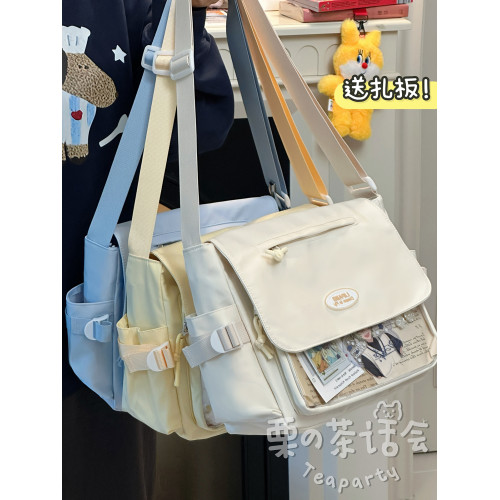 茶話會二次元可愛吧唧痛包包女 ins風休閒單肩包大容量學生斜後後背包