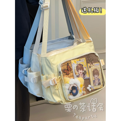茶話會二次元可愛吧唧痛包包女 ins風休閒單肩包大容量學生斜後後背包