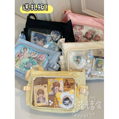 茶話會二次元可愛吧唧痛包包女 ins風休閒單肩包大容量學生斜後後背包