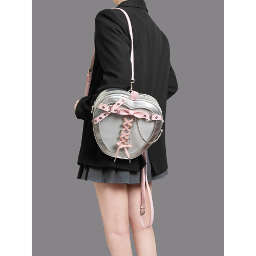 HIATUS原創暗黑風格皮帶鏈條蘋果雙肩痛包個性哥特綁帶蝴蝶結後後背包