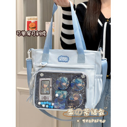 吧唧紥板穀子痛包斜後後背包卡通大容量托特包學生上課通勤單肩包包女