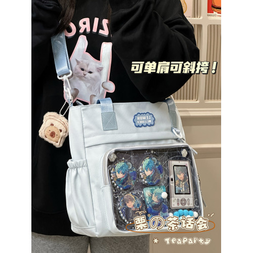 吧唧紥板穀子痛包斜後後背包卡通大容量托特包學生上課通勤單肩包包女