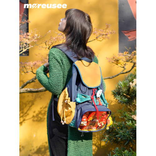 木與石原創設計痛包雙肩包包女大容量小食量娃穀兩用書包古風娃包