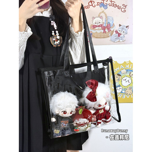 大容量雙面演唱會追星漫展10cm20cm30cm娃包二次元透明痛包單肩包