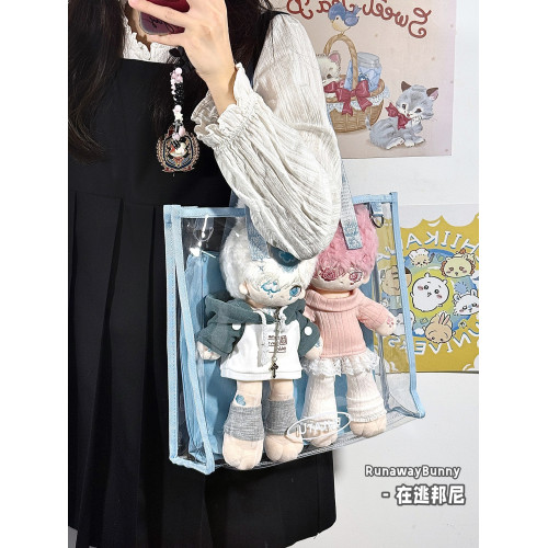 大容量雙面演唱會追星漫展10cm20cm30cm娃包二次元透明痛包單肩包