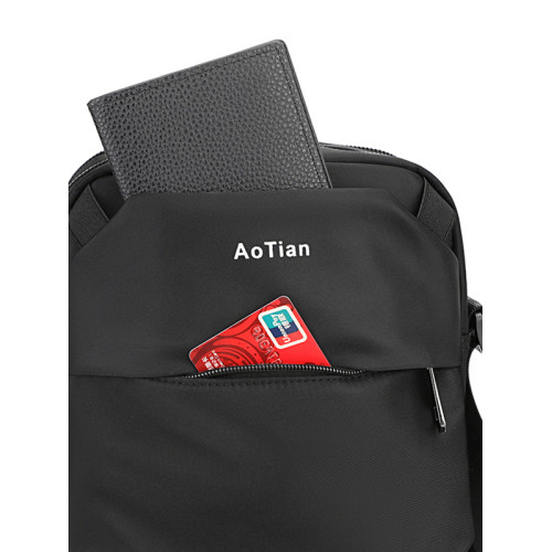 艾樂新款ipad斜後後背包男簡約牛津布男士通勤小挎包大容量黑色單肩包