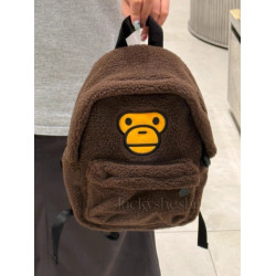 毛絨雙肩包大容量可愛猴子百搭通勤上課書包棕色毛毛旅行外出後後背包