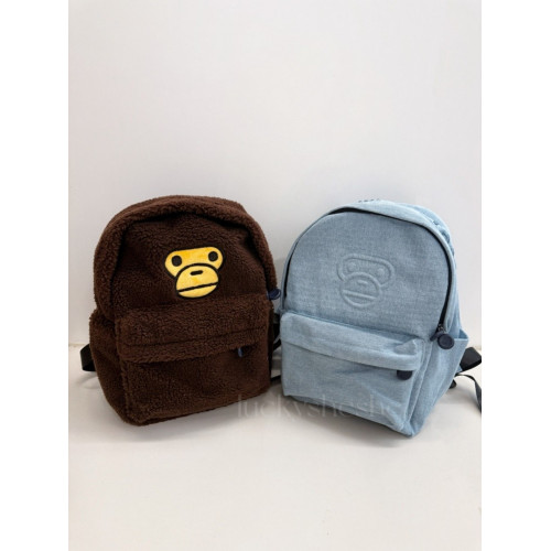 毛絨雙肩包大容量可愛猴子百搭通勤上課書包棕色毛毛旅行外出後後背包