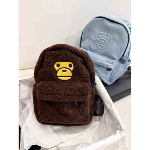 毛絨雙肩包大容量可愛猴子百搭通勤上課書包棕色毛毛旅行外出後後背包