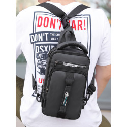 新款單肩包韓版休閒胸包多功能男士斜後後背包時尚潮牌雙肩男包大容量