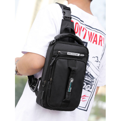 新款單肩包韓版休閒胸包多功能男士斜後後背包時尚潮牌雙肩男包大容量