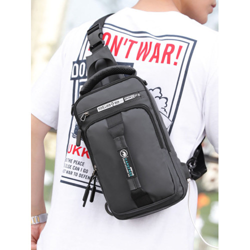 新款單肩包韓版休閒胸包多功能男士斜後後背包時尚潮牌雙肩男包大容量