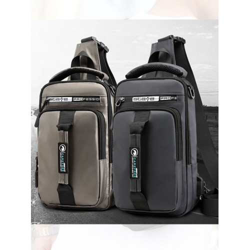 新款單肩包韓版休閒胸包多功能男士斜後後背包時尚潮牌雙肩男包大容量