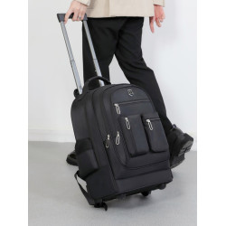 雙肩後後背包萬向輪可拆卸拉桿行李包多口袋大容量登機包大學生通勤包