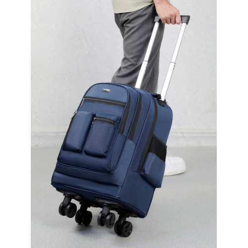 雙肩後後背包萬向輪可拆卸拉桿行李包多口袋大容量登機包大學生通勤包