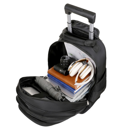 雙肩後後背包萬向輪可拆卸拉桿行李包多口袋大容量登機包大學生通勤包