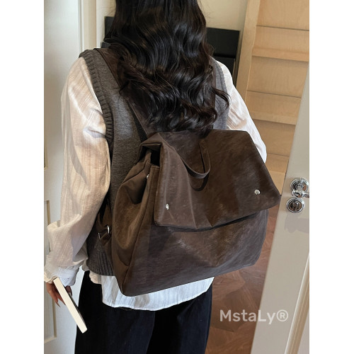 秋冬超火復古大容量雙肩包女2026新款高級感通勤外出旅行手提後後背包 秋冬超火復古大容量雙肩包女2026新款高級感通勤外出旅行手提後後背包