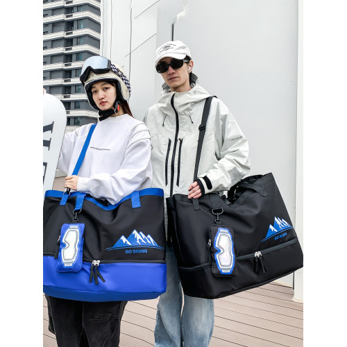 超大容量短途旅行包滑雪包獨立鞋倉頭盔雪鞋行李收納袋運動健身包