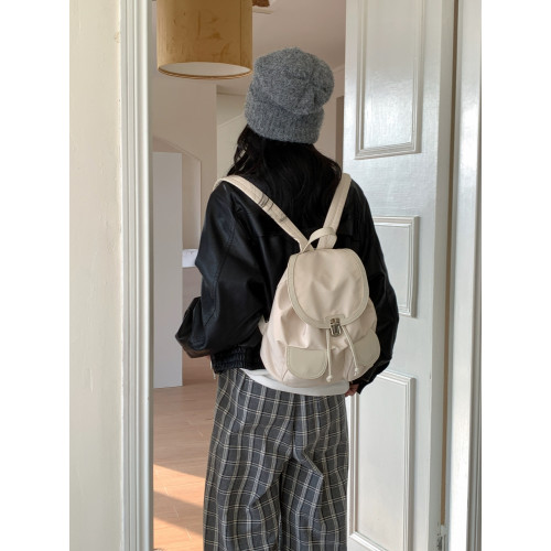 韓國小衆後後背包女包2025新款尼龍防水多口袋休閒後後背包大容量雙肩包