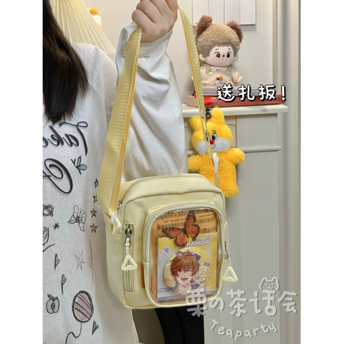 日系ins可愛透明吧唧痛包休閒小包包女 百搭斜後後背包學生簡約手機包