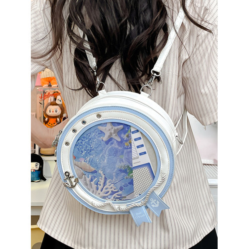 圓形微食量痛包小衆設計圓餅斜後後背包百搭高級感吧唧徽章收納雙肩包 圓形微食量痛包小衆設計圓餅斜後後背包百搭高級感吧唧徽章收納雙肩包