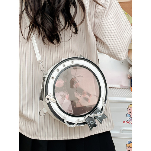 圓形微食量痛包小衆設計圓餅斜後後背包百搭高級感吧唧徽章收納雙肩包 圓形微食量痛包小衆設計圓餅斜後後背包百搭高級感吧唧徽章收納雙肩包