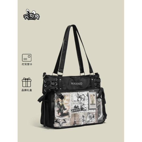 元力兔日系二次元絲帶痛包托特包女2026新款時尚大容量單肩斜後後背包