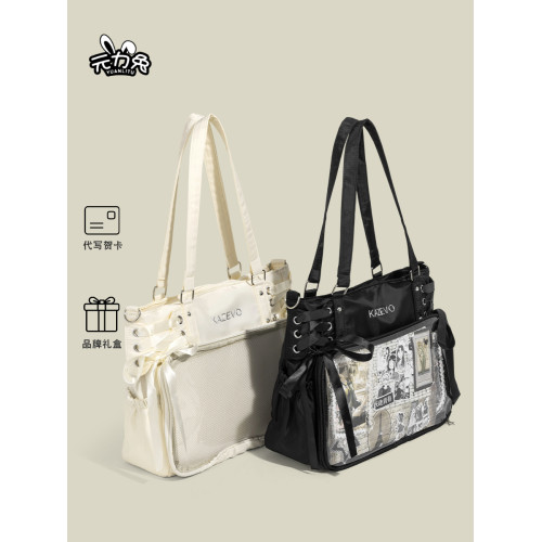 元力兔日系二次元絲帶痛包托特包女2026新款時尚大容量單肩斜後後背包