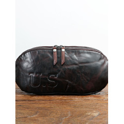 復古高檔植鞣頭層牛皮男士胸包真皮水洗做舊單肩包男款腰包百搭1