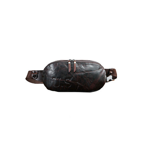 復古高檔植鞣頭層牛皮男士胸包真皮水洗做舊單肩包男款腰包百搭1