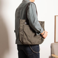 加厚帆布手提包秋冬新款2026復古tote包單肩包大容量購物袋復刻男