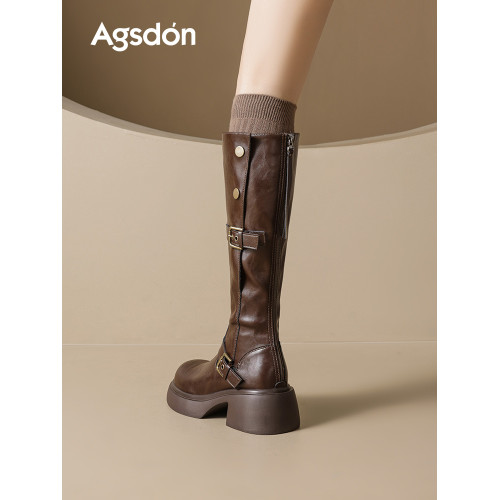 奧古獅登棕色長筒靴女2026春秋新款厚底增高百搭超火加絨騎士長靴 奧古獅登棕色長筒靴女2026春秋新款厚底增高百搭超火加絨騎士長靴