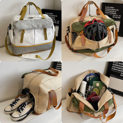 大容量時尚短途旅行包女手提出差輕便行李袋男擴容斜背運動健身包