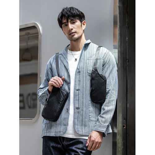 真皮潮牌男士胸包韓版超薄單肩包夏季頭層牛皮百搭休閒斜背小包女