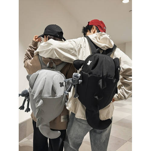 鯊魚雙肩包小衆設計感騎行後後背包男女鯨魚包個性潮流旅行包學生書包