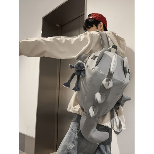 鯊魚雙肩包小衆設計感騎行後後背包男女鯨魚包個性潮流旅行包學生書包