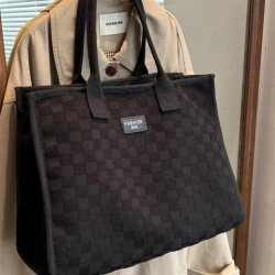 大容量帆布通勤包包女2024新款時尚外出單肩托特媽咪手提購物袋子