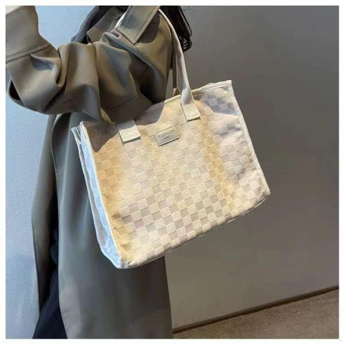 大容量帆布通勤包包女2024新款時尚外出單肩托特媽咪手提購物袋子