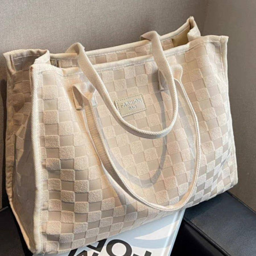 大容量帆布通勤包包女2024新款時尚外出單肩托特媽咪手提購物袋子