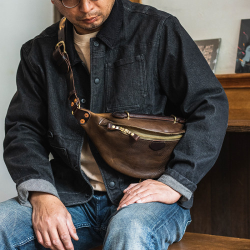 牛爺！阿美哢嘰重工單肩包男復古街頭機車腰胸包大容量真皮斜後後背包