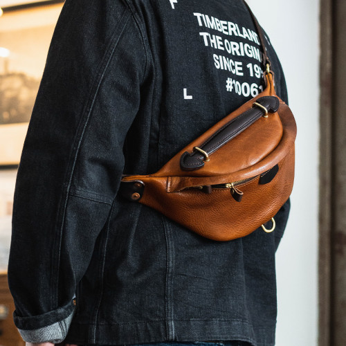 牛爺！阿美哢嘰重工單肩包男復古街頭機車腰胸包大容量真皮斜後後背包