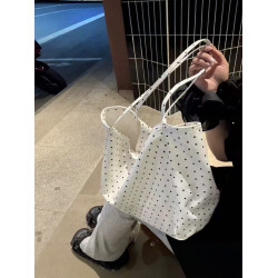 日韓大容量帆布包2025波點新款韓版韓系托特單肩學生少女百搭通勤